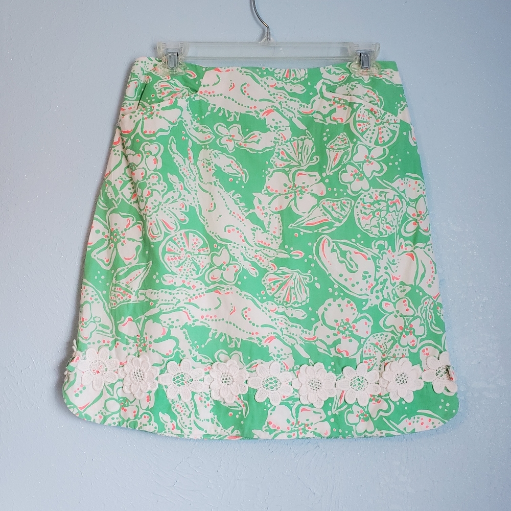 Lilly Pulitzer floral & sea life skirt D51